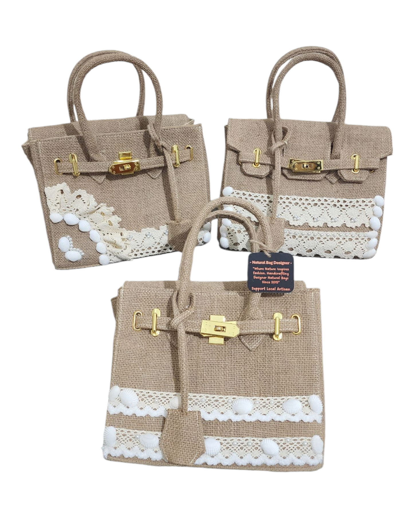 Summer 2025 - Handmade burlap / jute bag, Small size (25cm)