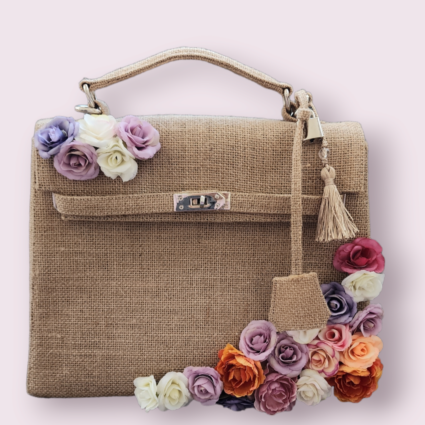 Victorian style - Handmade burlap / jute bag, Medium size (35cm)
