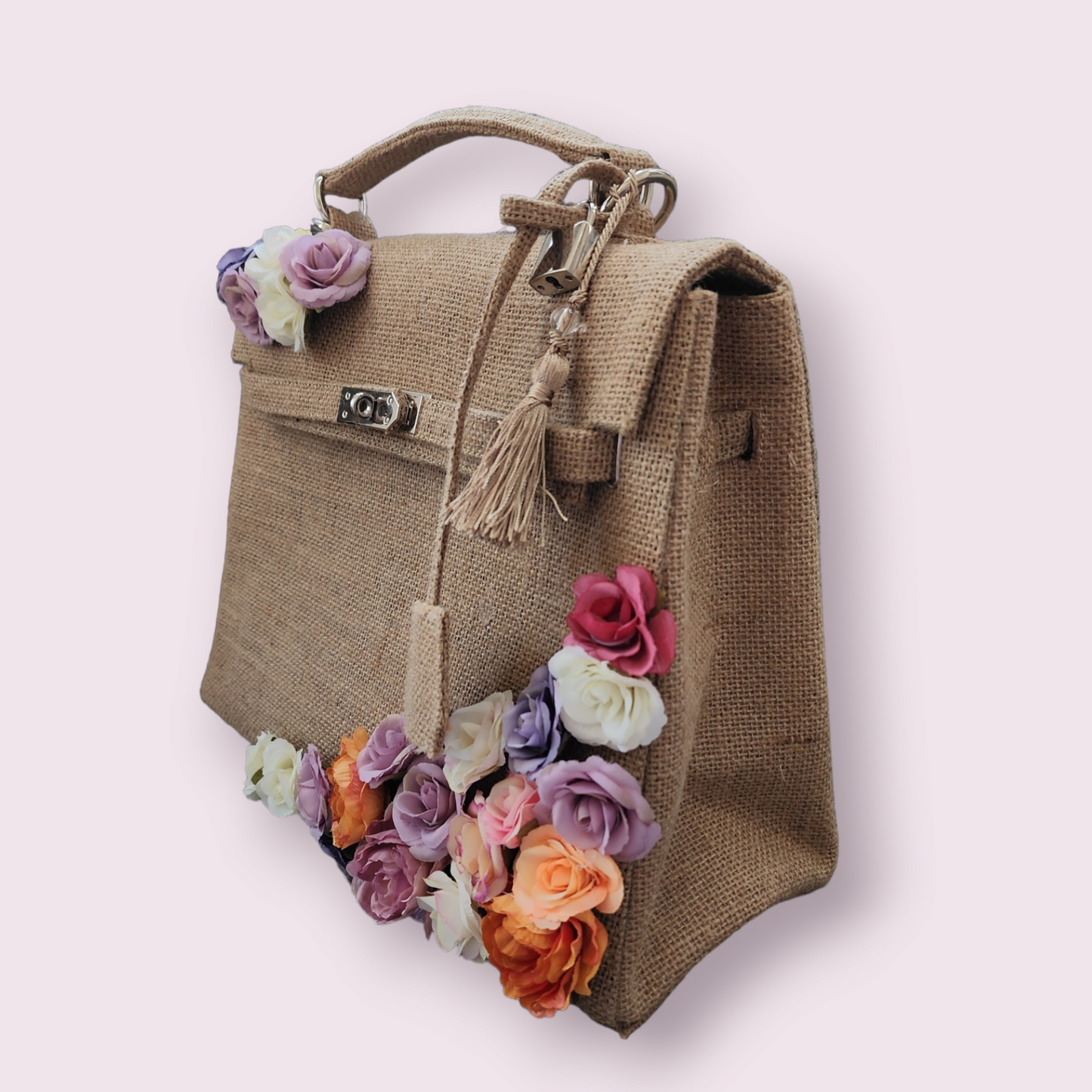 Victorian style - Handmade burlap / jute bag, Medium size (35cm)