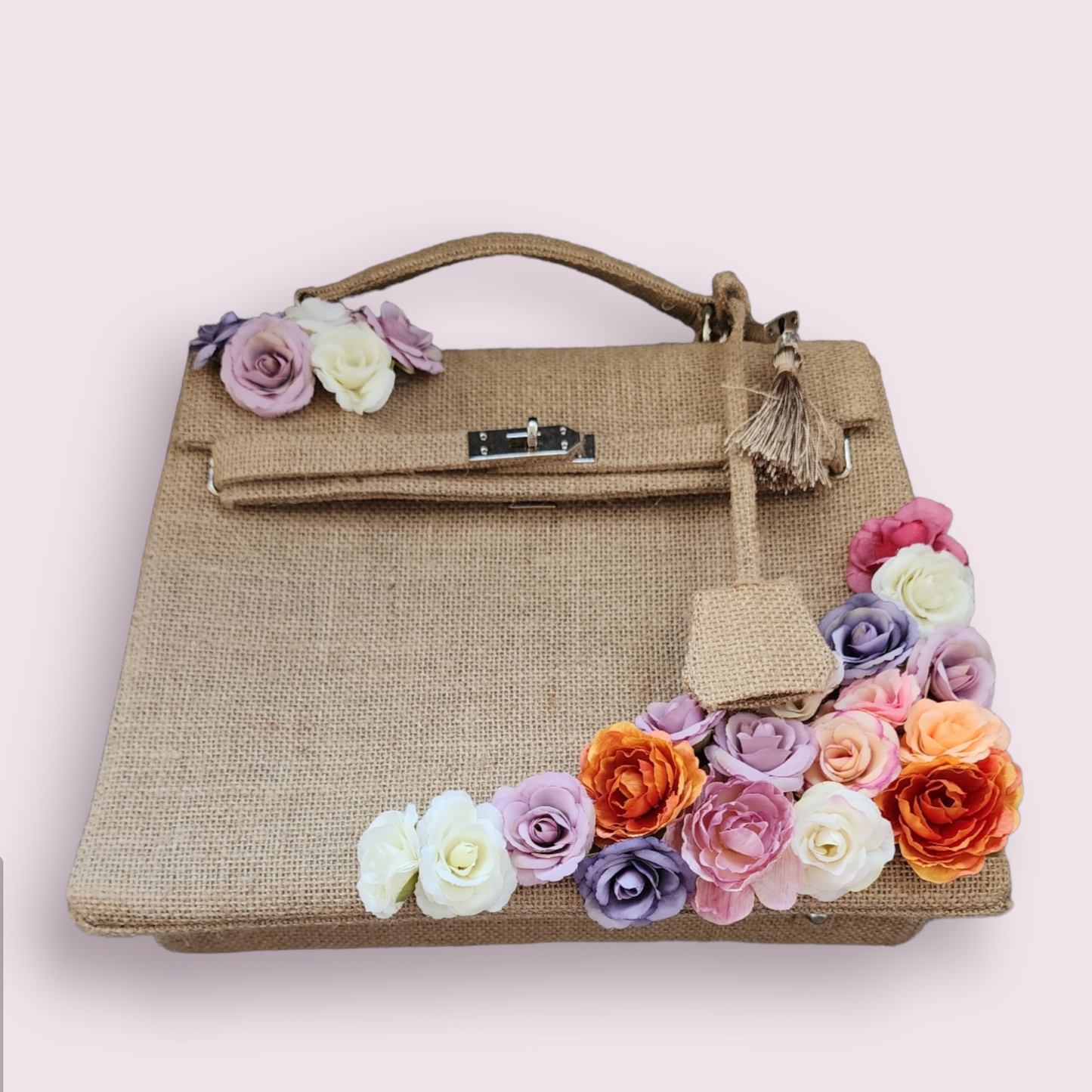 Victorian style - Handmade burlap / jute bag, Medium size (35cm)