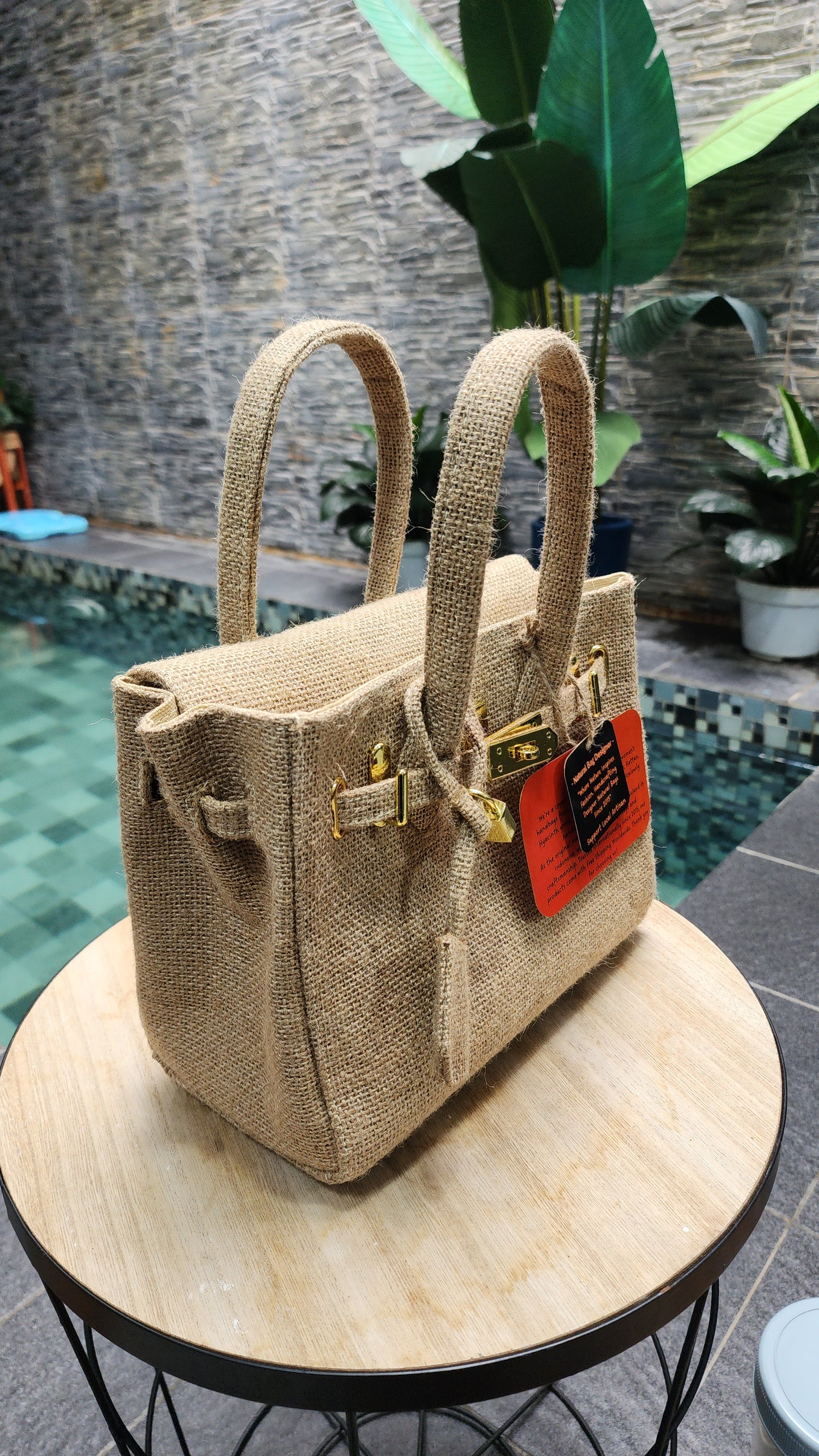 Handmade burlap / jute bag, Small size (25cm)_style 3