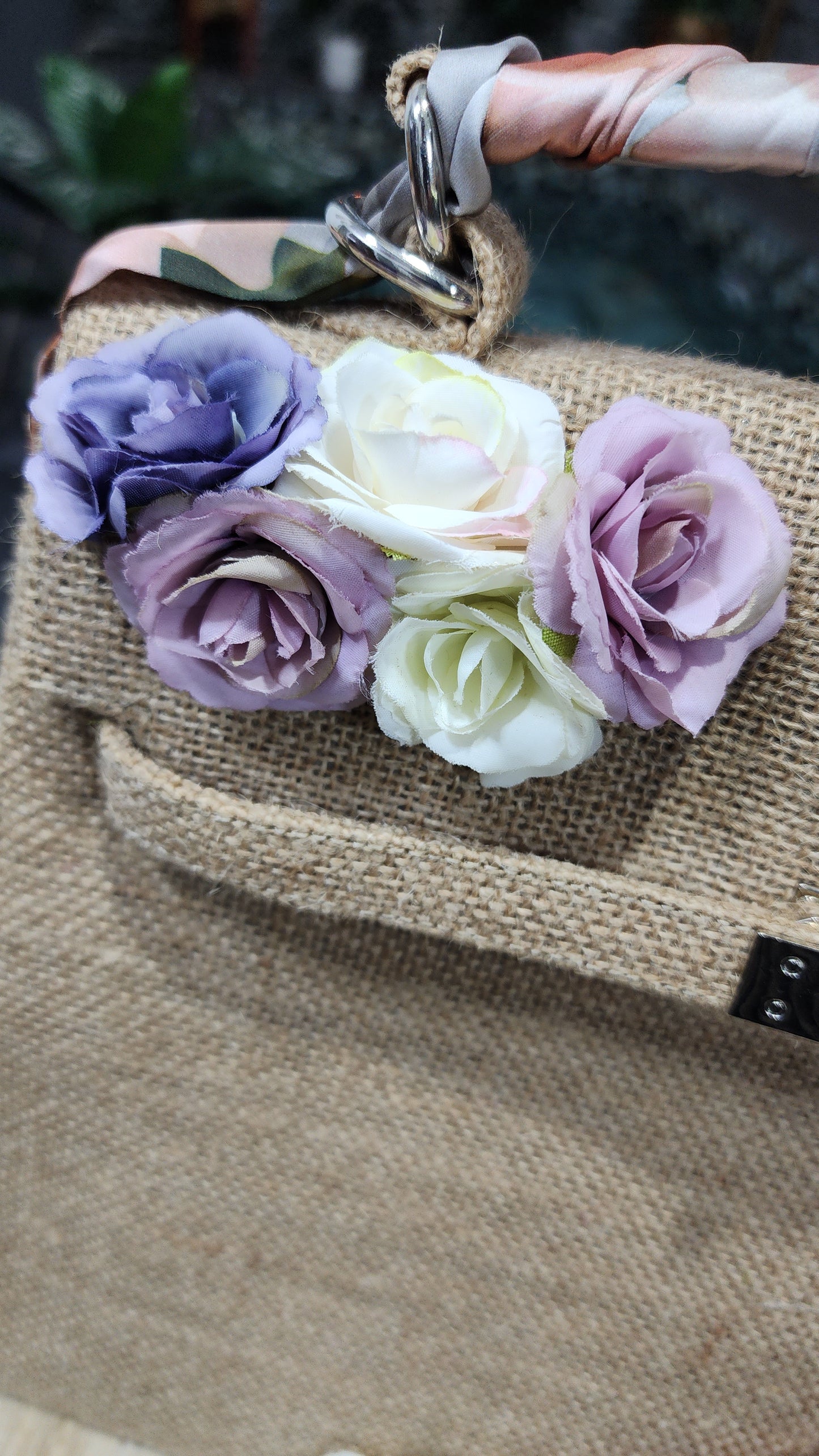 Victorian style - Handmade burlap / jute bag, Medium size (35cm)
