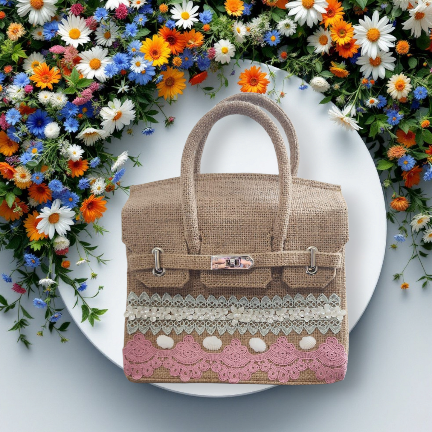 Summer 2025 - Handmade burlap / jute bag, Small size (25cm)