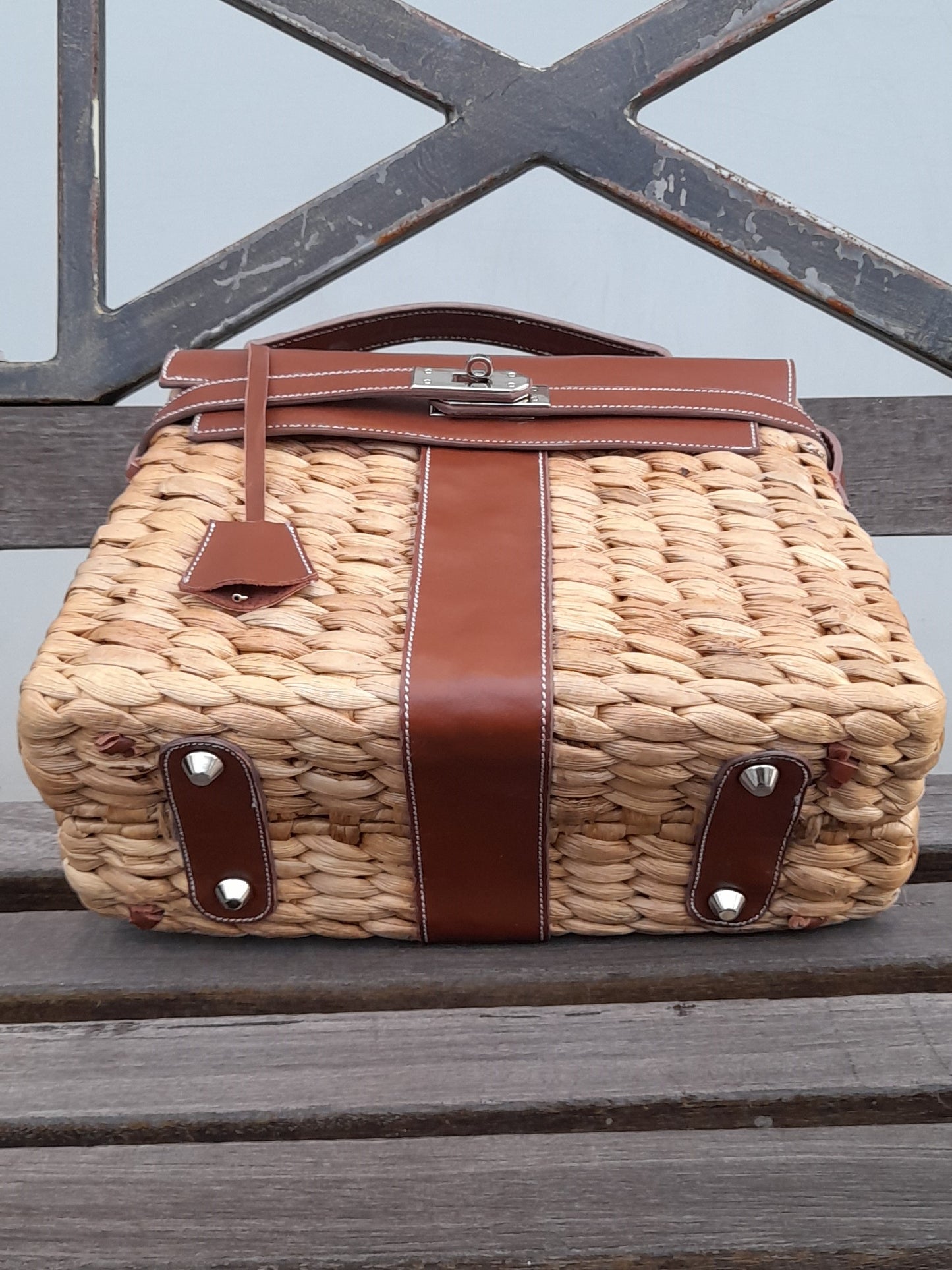 Handmade woven hyacinth bag, Medium size (32cm)_style 20