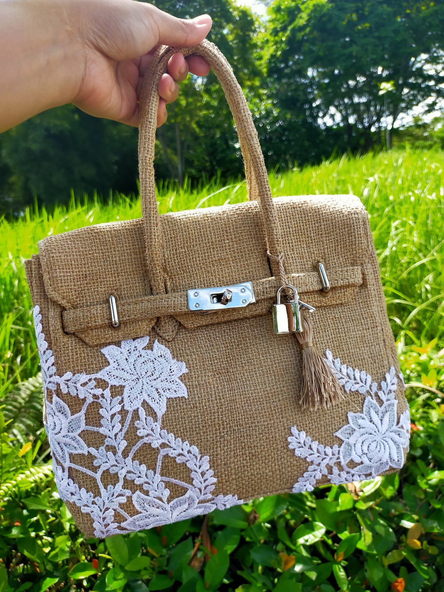 Handmade burlap / jute bag, Small size (25cm)_Limited edition_style 21