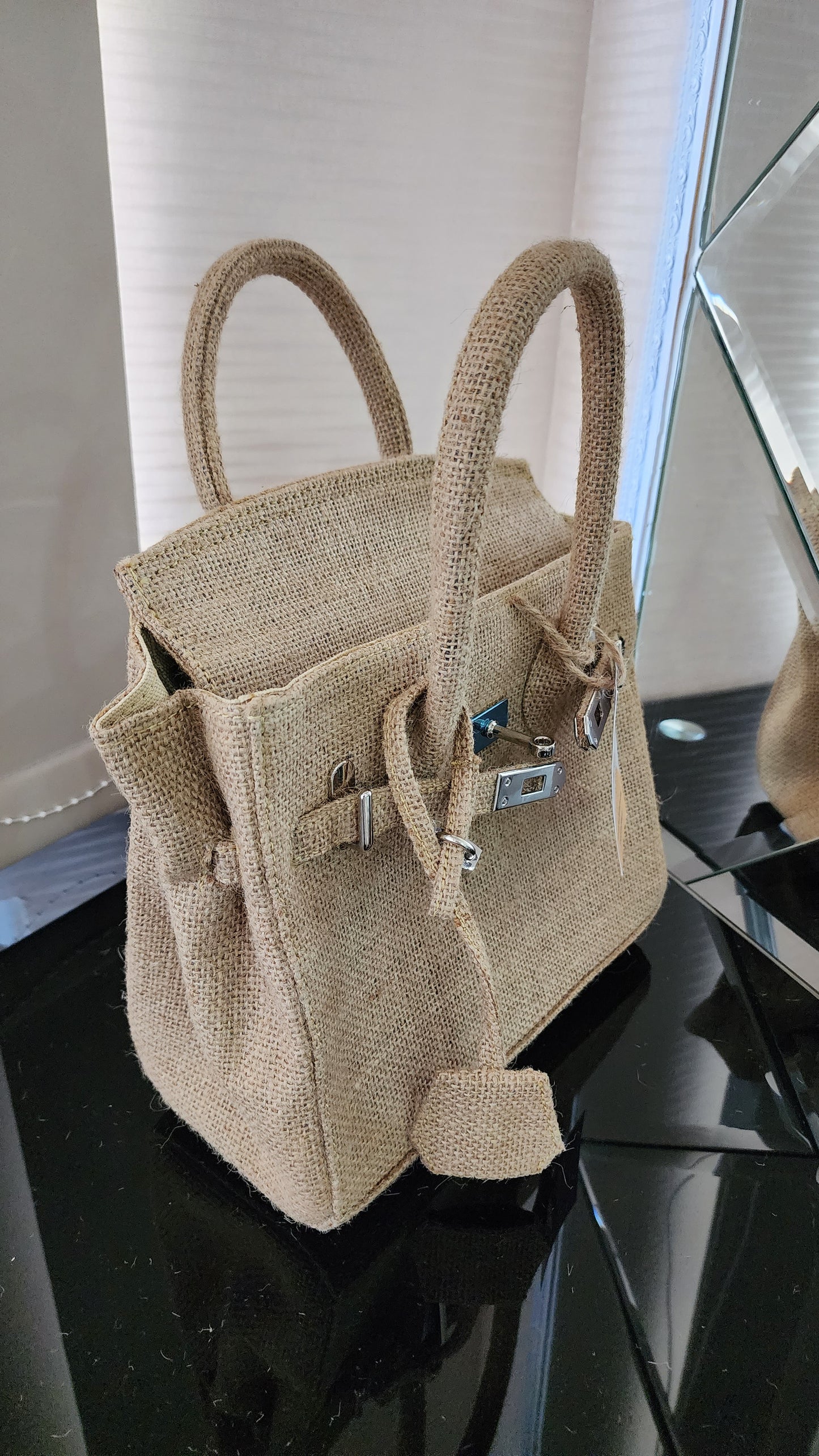 Handmade burlap / jute bag, Small size (25cm)